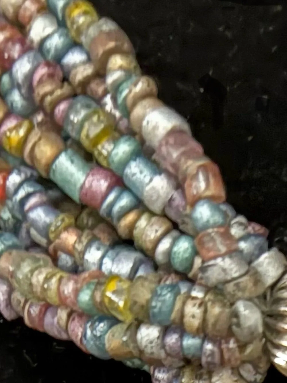 Multi-Strand EUC Seed Beaded Necklace with Heart Pendant SilverTone